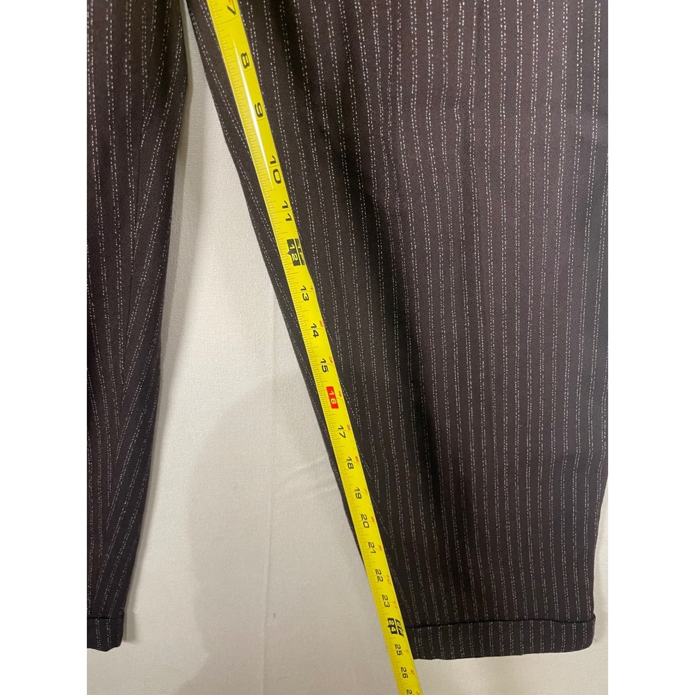 Vintage Express Pinstripe Pleated Trousers Brown High Rise Tapered Pants 9/10 - Picture 5 of 8